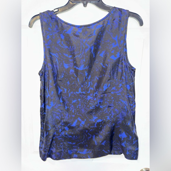 J. CREW Black and Blue Ruffle Neck Sleeveless Top - Picture 4 of 5